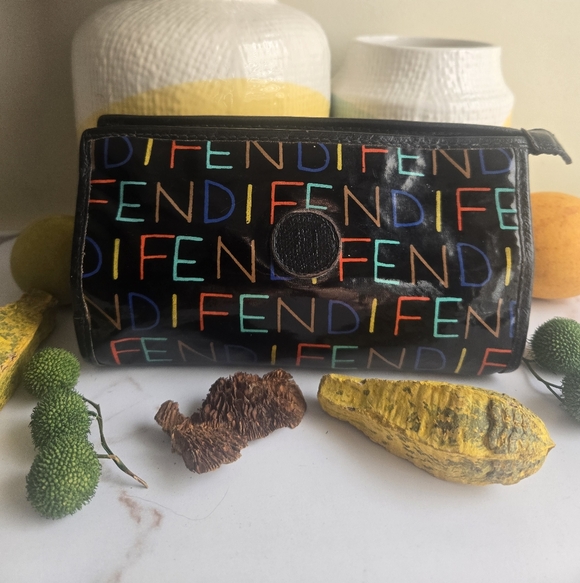Fendi Handbags - GUC Fendi Multicolor Logo Patent Leather Cosmetic Bag